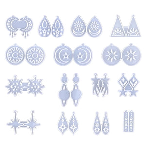 Moon Star Resin Earrings Mold Silicone Key Pendant Mold Ornament Craft