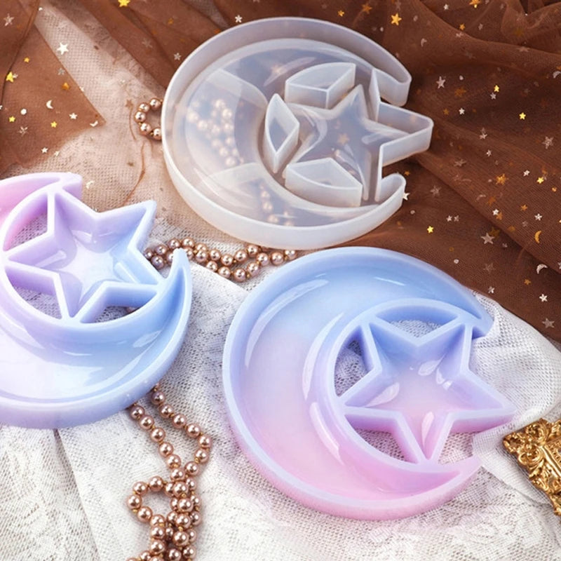 Moon Star Tray Resin Mold Silicone Crescent Moon Box Casting Mold