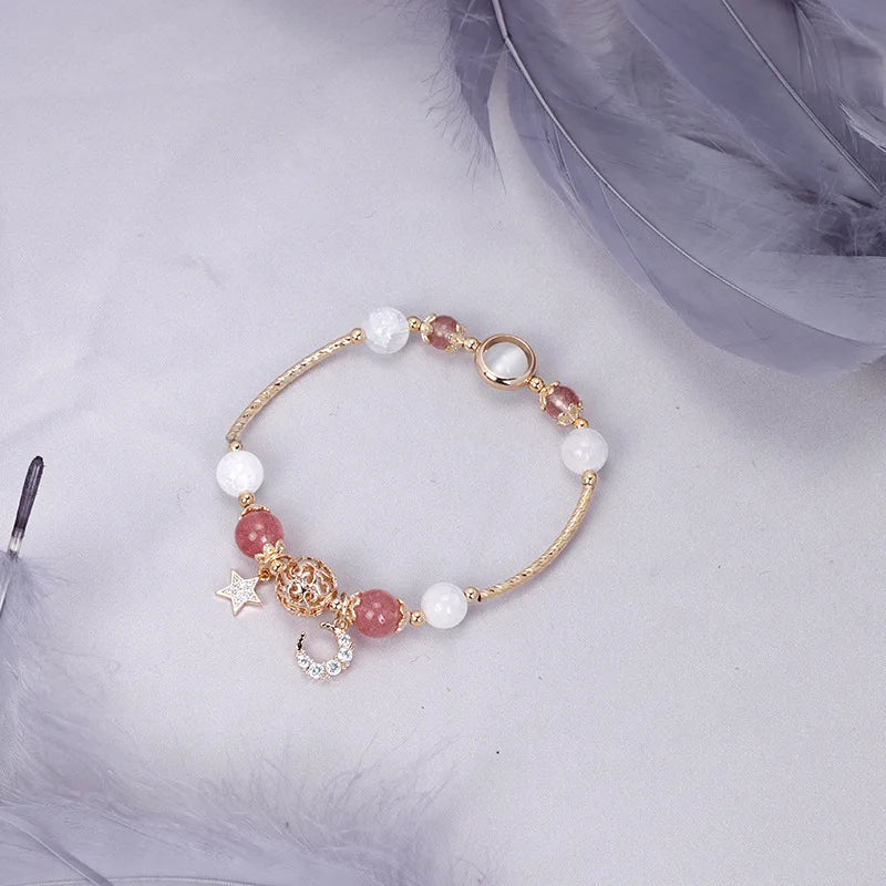 Moon Star Yellow Purple Crystal Bracelet for Women