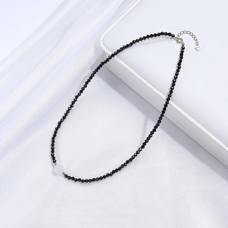 Moon Stone Necklace With Spinel Choker Handwork Jewelry