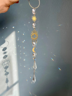 Moon Sun Catcher Moon Hoops Rainbow Crystal Hanging