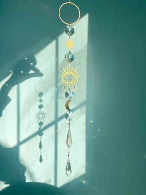 Moon Sun Catcher Moon Hoops Rainbow Crystal Hanging