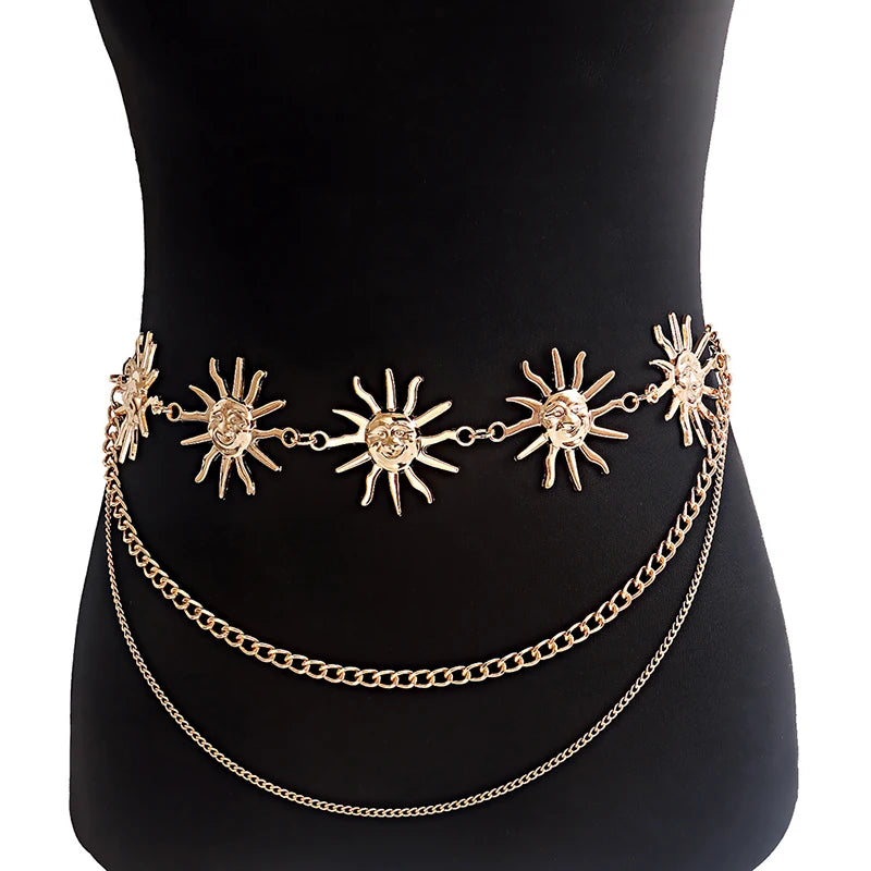 Bohemia Multilayer Metal Waist Belt Body Chain Women