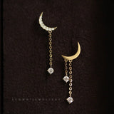 925 Silver Mini Tassel Earrings with Zirconia Diamonds