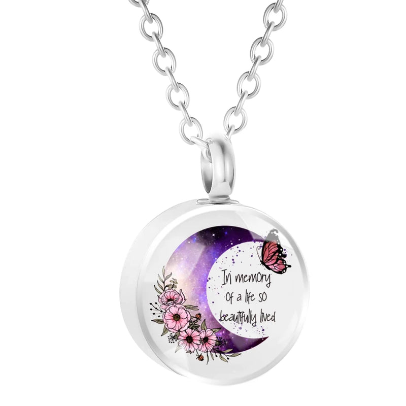 Moon Urn Necklace Ashes Pendant Cremation Jewelry for Women Men