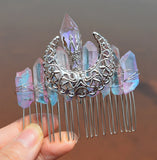 Moon Crystal Hair Comb Natural Crystal DIY Moon Wicca Accessories