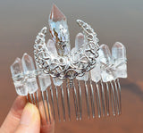 Moon Crystal Hair Comb Natural Crystal DIY Moon Wicca Accessories