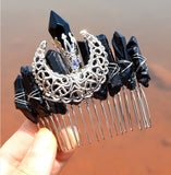 Moon Crystal Hair Comb Natural Crystal DIY Moon Wicca Accessories