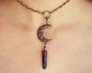 Moon Quartz Choker Crystal Necklace Hippie