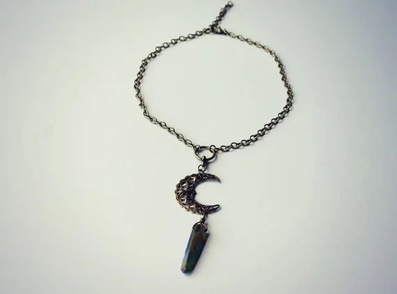 Moon Quartz Choker Crystal Necklace Hippie