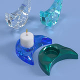 Moon-shaped Resin Candle Holder Silicone Mold for Epoxy DIY Family Decor