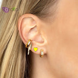 Moon Star Heart Enamel Earrings 925 Sterling Silver Stud Earrings