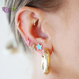 Moon Star Heart Enamel Earrings 925 Sterling Silver Stud Earrings