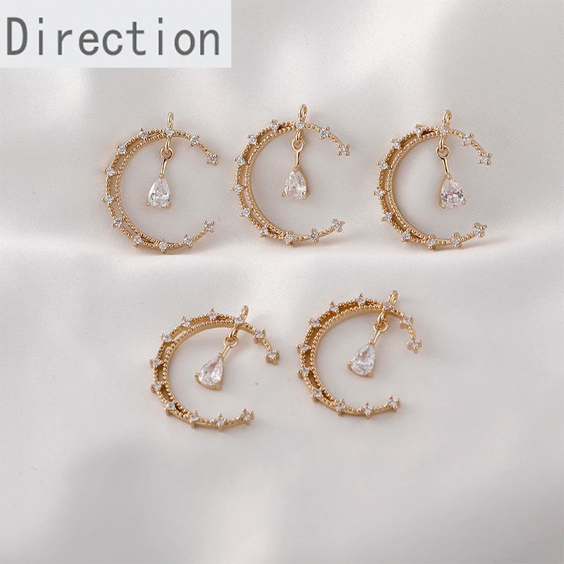 Moon Water Drop Zircon Pendant DIY Necklace Material