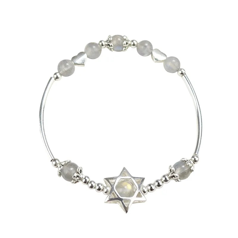 Moonlight Crystal Bracelet with David Star Pendant Charm
