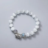 Moonlight Opal Bells 925 Silver Bracelet CZ Fine Jewelry