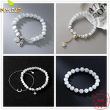 Moonlight Opal Bells 925 Silver Bracelet CZ Fine Jewelry