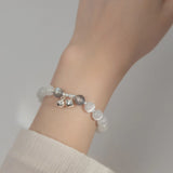 Moonlight Opal Bells 925 Silver Bracelet CZ Fine Jewelry