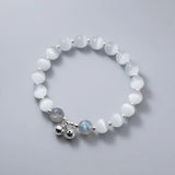 Moonlight Opal Bells 925 Silver Bracelet CZ Fine Jewelry