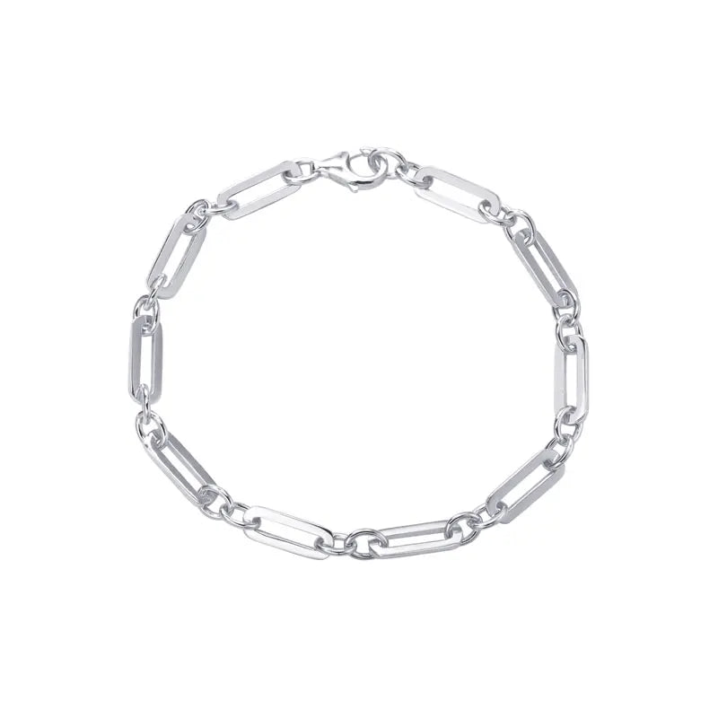 925 Silver Big Chain Bracelet Unisex Paperclip Large Bracelet