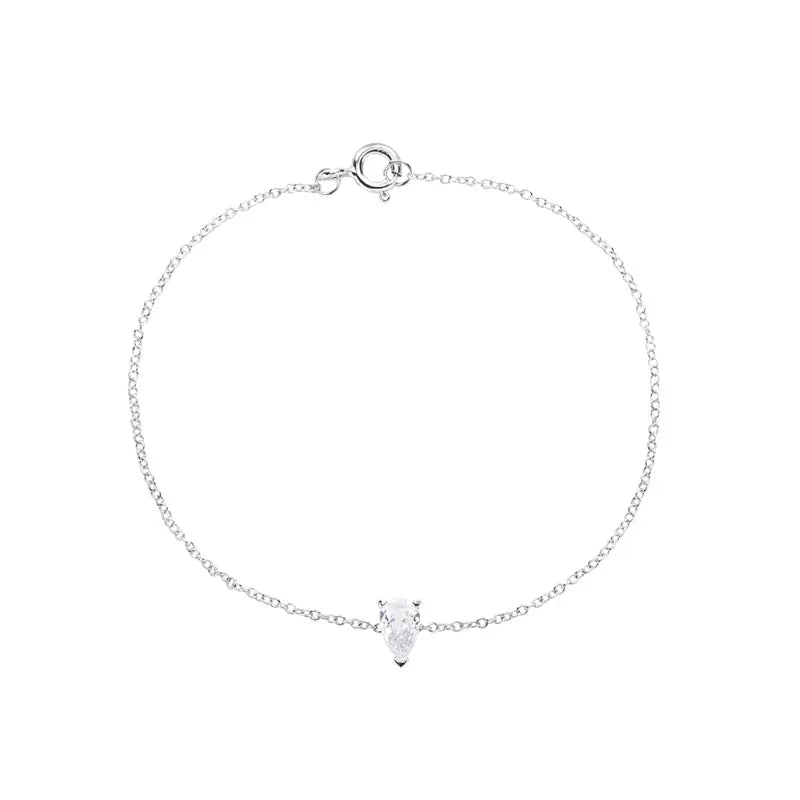 925 Silver Big Crystal Fine Chain Bracelet Women Zircon Jewelry