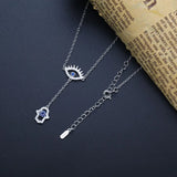 925 Silver Evil Eye Necklace Palm Pendant Chain Jewelry