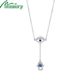 925 Silver Evil Eye Necklace Palm Pendant Chain Jewelry