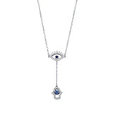 925 Silver Evil Eye Necklace Palm Pendant Chain Jewelry