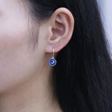 925 Sterling Silver Starry Sky Hoop Earrings Enamel Moon Pendant