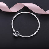 925 Silver Heart Shape Lock CZ Charms Bangles