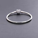 925 Silver Heart Shape Lock CZ Charms Bangles