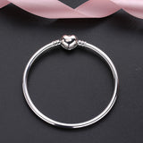 925 Silver Heart Shape Lock CZ Charms Bangles