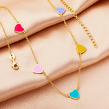 925 Silver Colorful Heart Enamel Necklace for Women Sugar Pendant