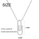 925 Silver Crystal Paperclip Pendant Necklace For Women Adjustable Jewelry