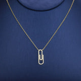 925 Silver Crystal Paperclip Pendant Necklace For Women Adjustable Jewelry