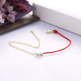 925 Silver Red Rope Bracelet CZ Pop Jewelry