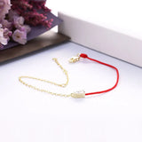 925 Silver Red Rope Bracelet CZ Pop Jewelry