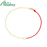 925 Silver Red Rope Bracelet CZ Pop Jewelry
