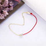 925 Silver Red Rope Bracelet CZ Pop Jewelry