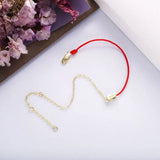 925 Silver Red Rope Bracelet CZ Pop Jewelry