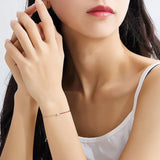 925 Silver Red Rope Bracelet CZ Pop Jewelry