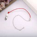 925 Silver Crystal Water Drop Rope Bracelet Half Red Half Silver Chain