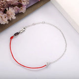 925 Silver Crystal Water Drop Rope Bracelet Half Red Half Silver Chain