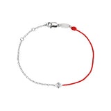 925 Silver Crystal Water Drop Rope Bracelet Half Red Half Silver Chain