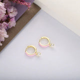925 Silver Enamel Hoop Earrings Crystal Pendant Pop Party Jewelry