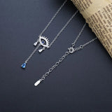 Sterling Silver Evil Eye Necklace Crystal Water Drop Pendant