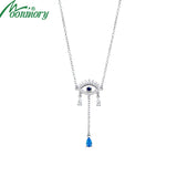 Sterling Silver Evil Eye Necklace Crystal Water Drop Pendant