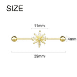 925 Silver Flower Barbell Stud Earrings for Women Piercing