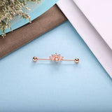 925 Silver Flower Barbell Stud Earrings for Women Piercing