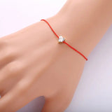925 Silver Heart Crystal Red Rope Bracelet CZ Band Christmas Gift